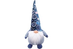 Etistta Blue Sequin Gnomes Plush Swedish Tomte for Christmas Decorations, 19 inch Handmade Stuffed Gnome Xmas Holiday Decor