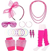 Jaciya 80s Hot Pink Fancy Costume Accessories for Women | 80s Theme, Costume Set, Women's Accessories