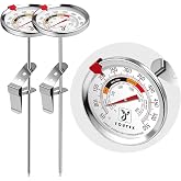 Youtex 2-Pack Candy Thermometer with Pot Clip - Oil Thermometer for Frying | Upgraded 2.5" Waterproof Dial, Tip-Resistant Clip, Temp Marker &amp; 8" Probe for Deep Frying &amp; Candy Making
