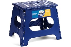 Korpai 11" Folding Step Stool for Adults and Kids Holds Up to 300 lbs,Non-Slip Folding Stools with Portable Handle, Compact Plastic Foldable Step Stool for Bathroom,Bedroom, Kitchen Royal Blue,1PC