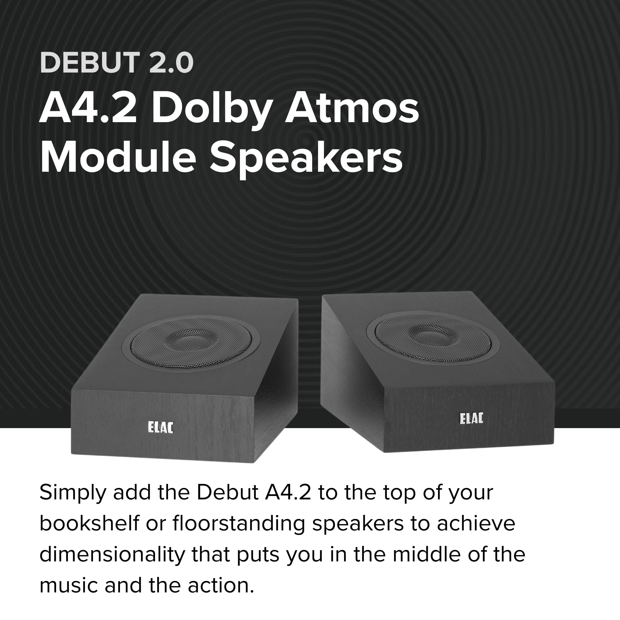ELAC Debut 2.0 A4.2 Dolby Atmos Module Speakers, Black (Pair