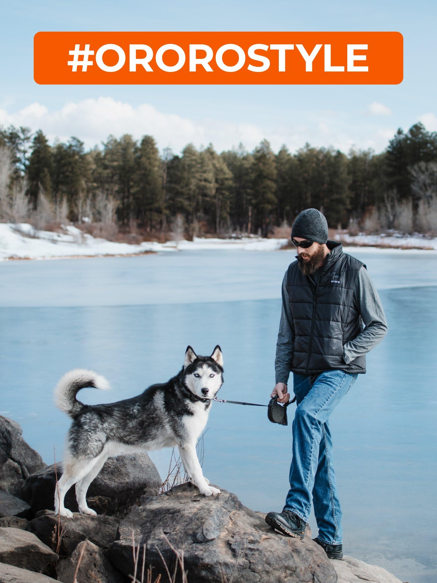 ORORO Men's Lightweight Heated Vest with USB-C Rechargeable Battery, Puffer Classic Heating Vest