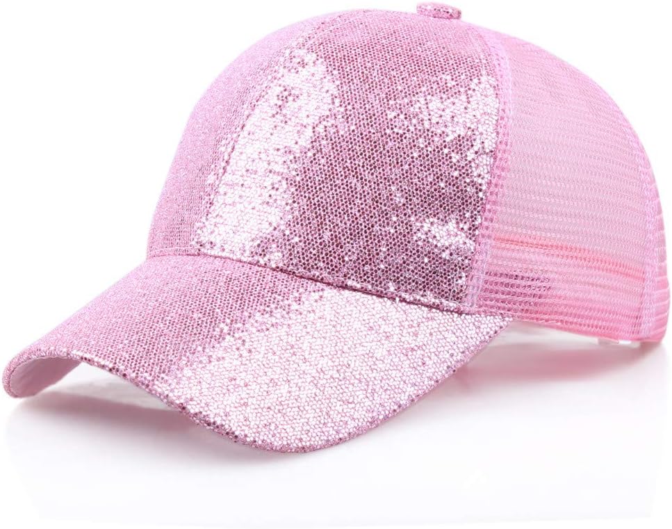 Baseball Hat CieKen Ponytail Baseball Cap 2019 Women Sequins Shiny Messy Bun Snapback Hat Sun Caps