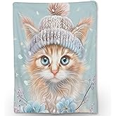Ti Caldi Cute Cat Blanket - Soft Cozy Lightweight Flannel Throw Blanket for Couch, Bed, Travel, Outdoor & Home Decor, Warm Fuzzy Blankets for Adults Kids Women Girls 50×60 in