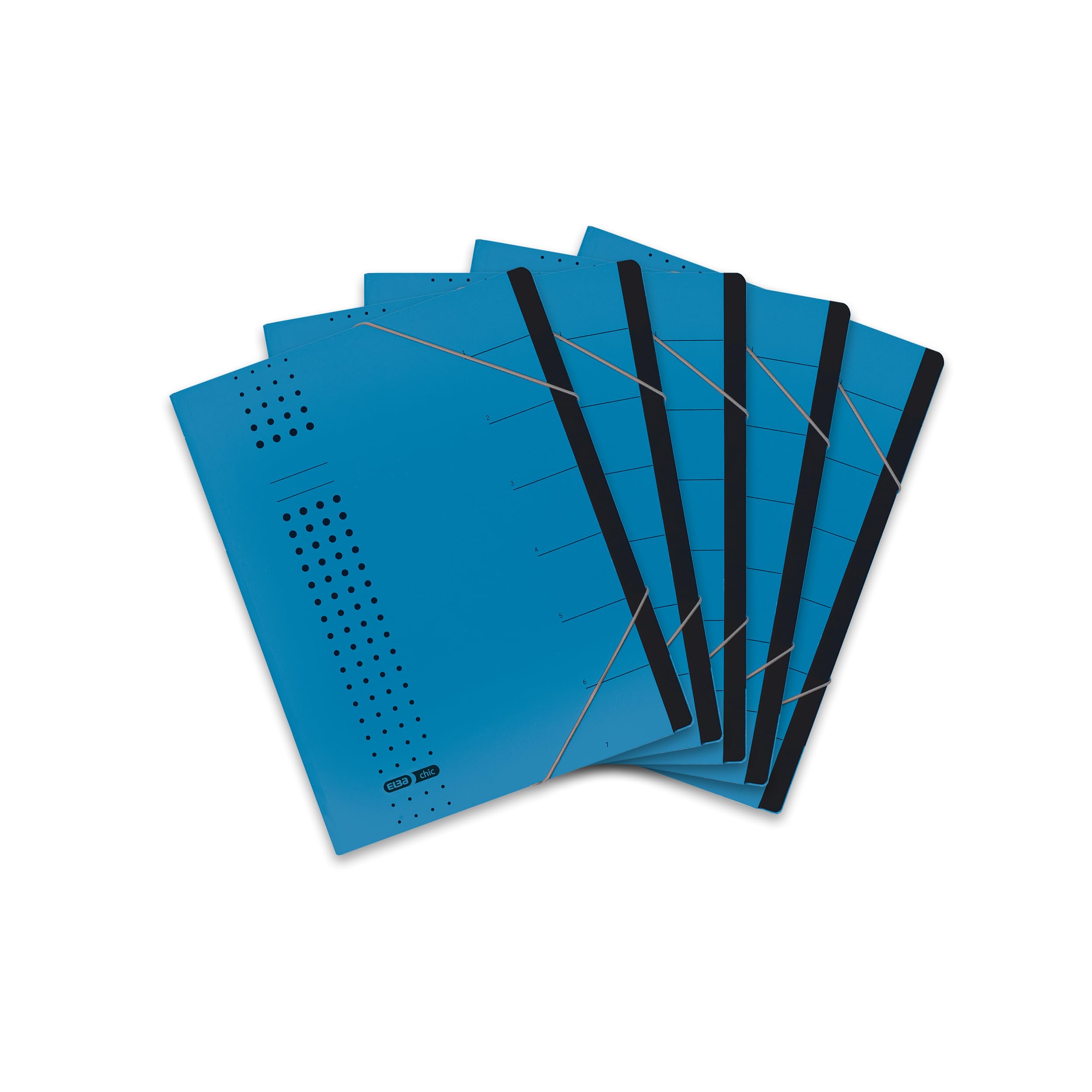 Elba 42495AZ Folder Recycled Card 450 g/m² A4 7 Compartments Charcoal Folder File Chic A4 blue, Pack of 5