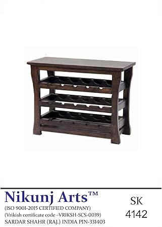 Nikunj Sheesham Wooden Modern Wine Rack Bar Cabinet - Brown