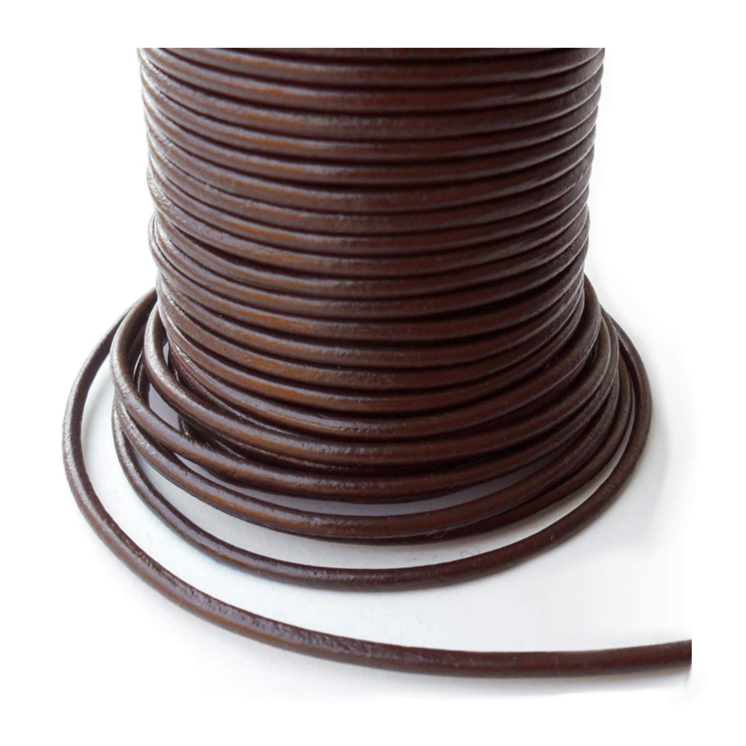 Auroris - 100 m roll of leather cord round - diameter 2 mm - brown