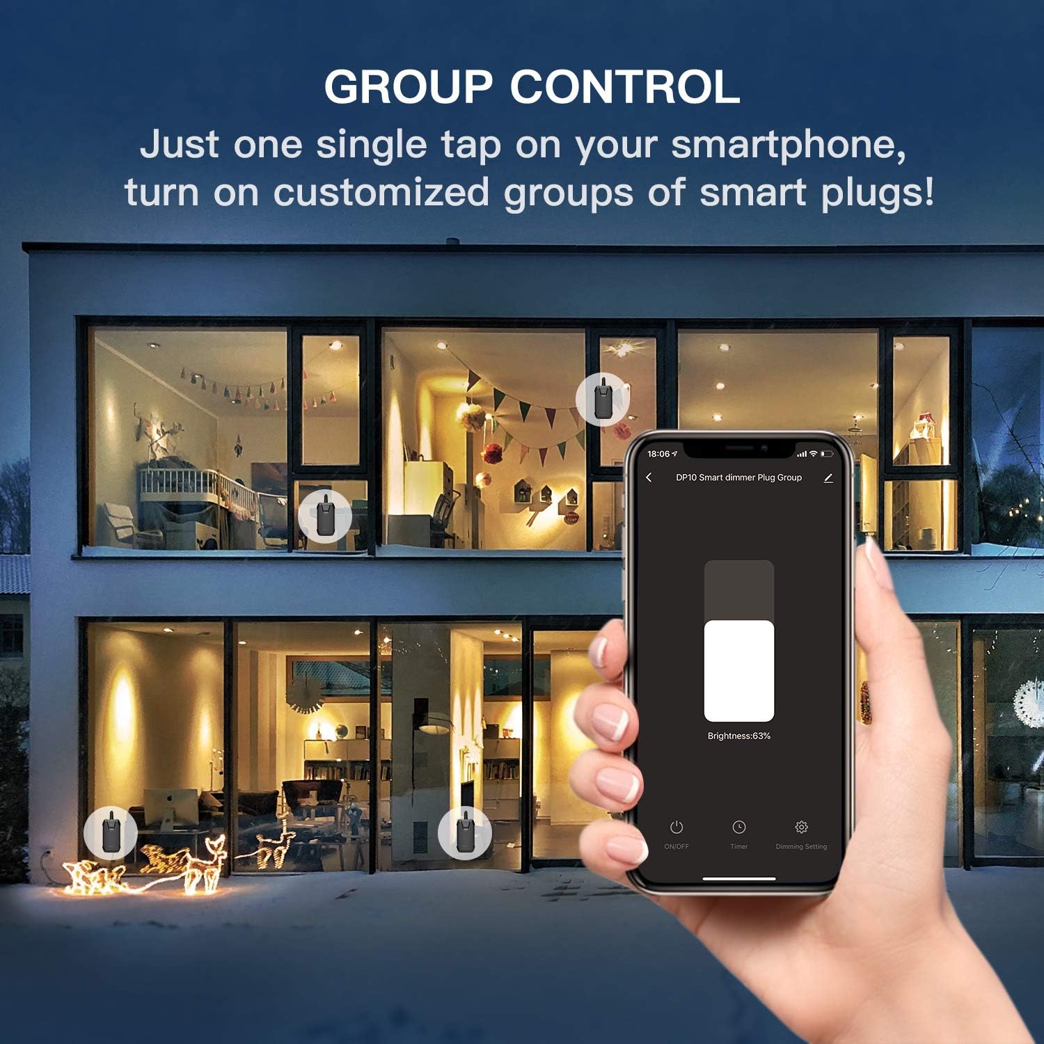 Smart Dimmer Plug Treatlife Outdoor Dimmer Works with Alexa and Google Assistant, WiFi Outlet Remote Control, Smart Home, IP44 Waterproof for Dimmable String Lights, Max Power 400W - - 