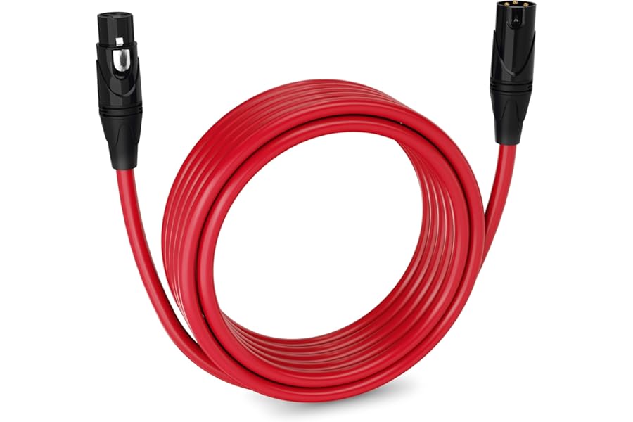 LyxPro 20 Feet XLR Microphone Cable Balanced Male to Female 3 Pin Mic Cord for Powered Speakers Audio Interface Professional Pro Audio Performance and Recording Devices - Red