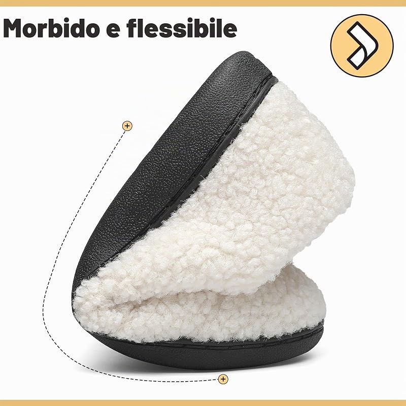 Pantofole Uomo Donna Ciabatte Invernali Bianco 42/43EU