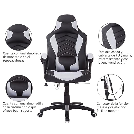 Homcom Reclining And Swivel Office Gaming Chair With 6
