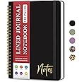 ZOTIA Lined Spiral Journal Notebook for Women, A5 College Ruled Journals for Writing, Hardcover Notebooks for Work, Note taking and Office School Supplies,140 Pages - Black
