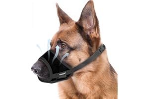 WONDAY Nylon Dog Muzzle for Small Medium Large Sized Dogs, Breathable Light-Weight Mesh Anti-Barking & Chewing Muzzles (Black, L)