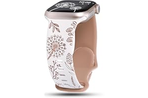 Wearlizer Floral Engraved Band Compatible with Apple Watch Bands 41mm 40mm 38mm 49mm 45mm 44mm 42mm Women, Two-Tone Flower Soft Silicone Cute Sport Strap for iWatch Series 9 8 7 6 5 4 3 2 1 SE Ultra 2