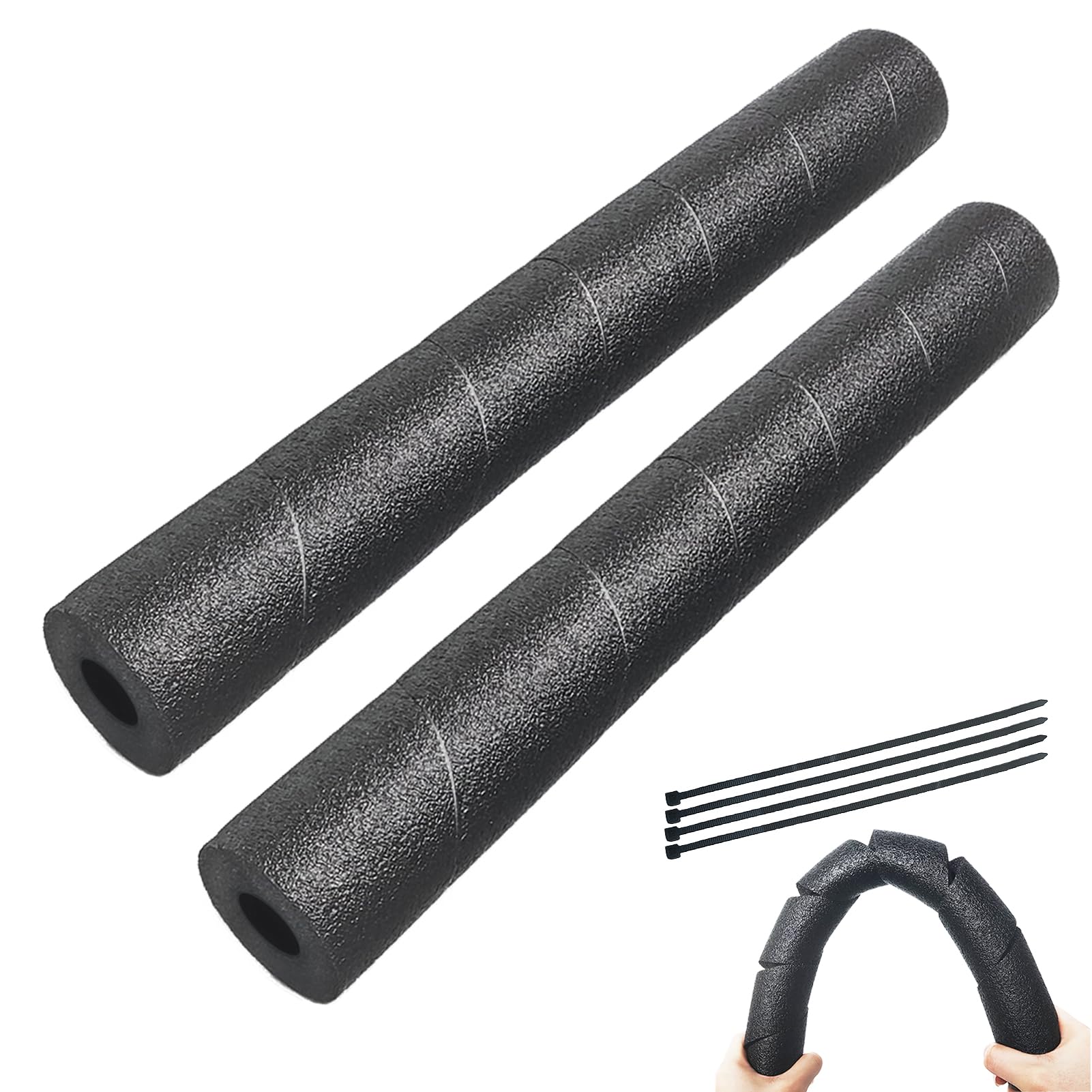 Woxiove Black Foam Pipe Insulation Tube – 15.7-Inch Pre-Cut Snake Wrap Pool Noodle, Multi-Purpose Protector For Pool Rails, Door Handles, Metal Poles, And Bed Ladders (4-Pack)
