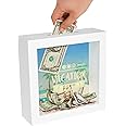 Americanflat 6x6 Vacation Fund Shadow Box Frame with Polished Glass - Money Saver Shadow Box with Slot On Top for Wall - Adventure Fund Money Box for Travel Funds, Family Vacations or Honeymoons