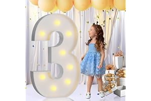 imprsv 3FT Light Up Numbers Letters, Marquee Numbers for 30th Birthday Decorations Anniversary Party Decor, Mosaic Numbers for Balloons Numbers 3, Pre-Cut Foam Board Kit