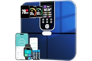 Scale for Body Weight and Fat, Lepulse 3.35" Color TFT Display Scale with Bmi Body Fat Muscle Mass, Smart Body Fat Scale with 22 Body Composition Metrics BMI Heart Rate, Bathroom Digital Scale 400lbs