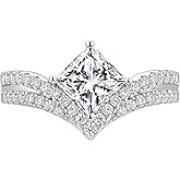 HAULTENG 5A Cubic Zirconia Princess Cut Engagement Rings for Women Wedding Ring 925 Sterling Silver Sz 5-10