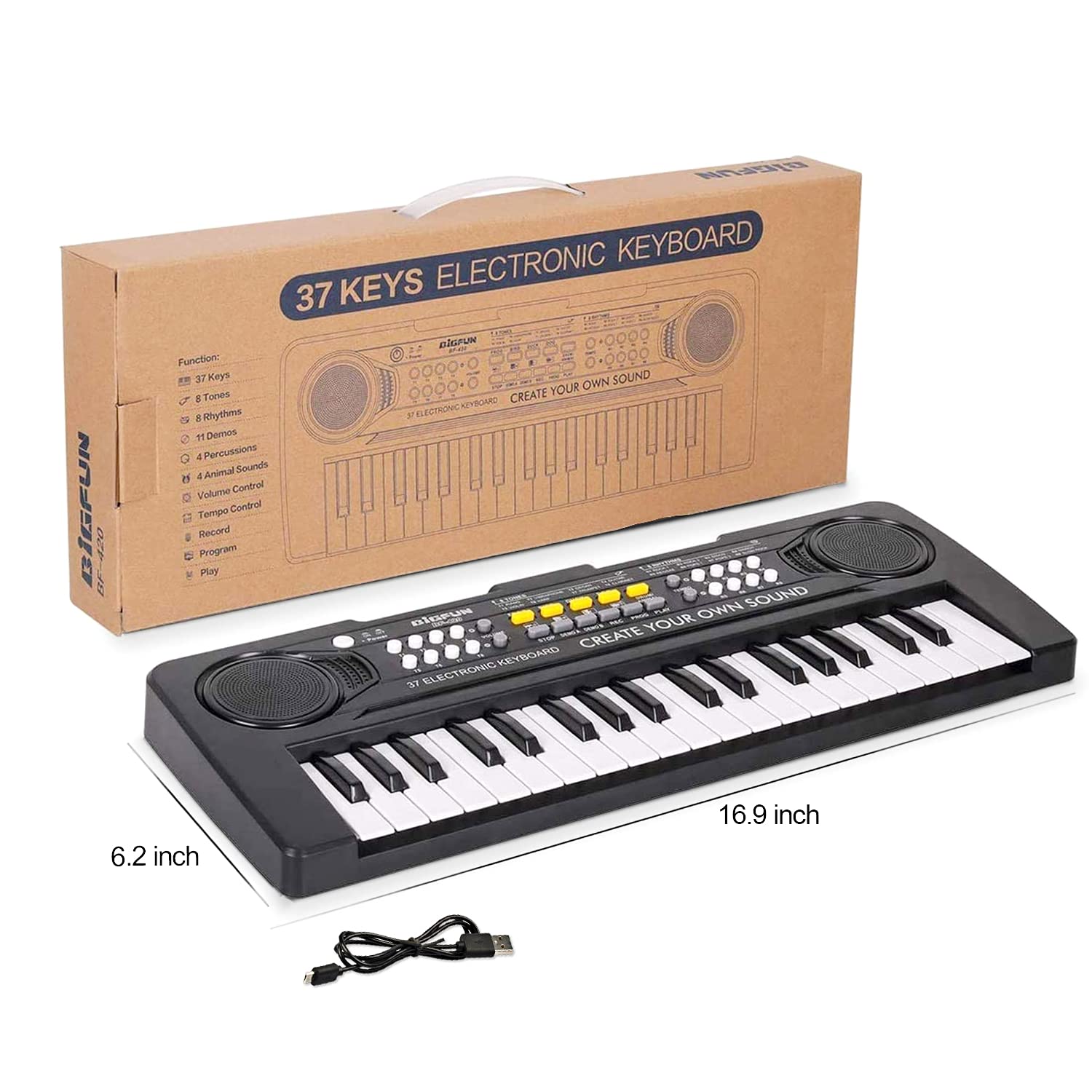 aPerfectLife Kids Keyboard Piano, 37 Key Portable Electronic Piano for Kids, Digital Music Keyboard Educational Toys for 3 4 5 6 7 8 Year Old Girls Boys (Black)