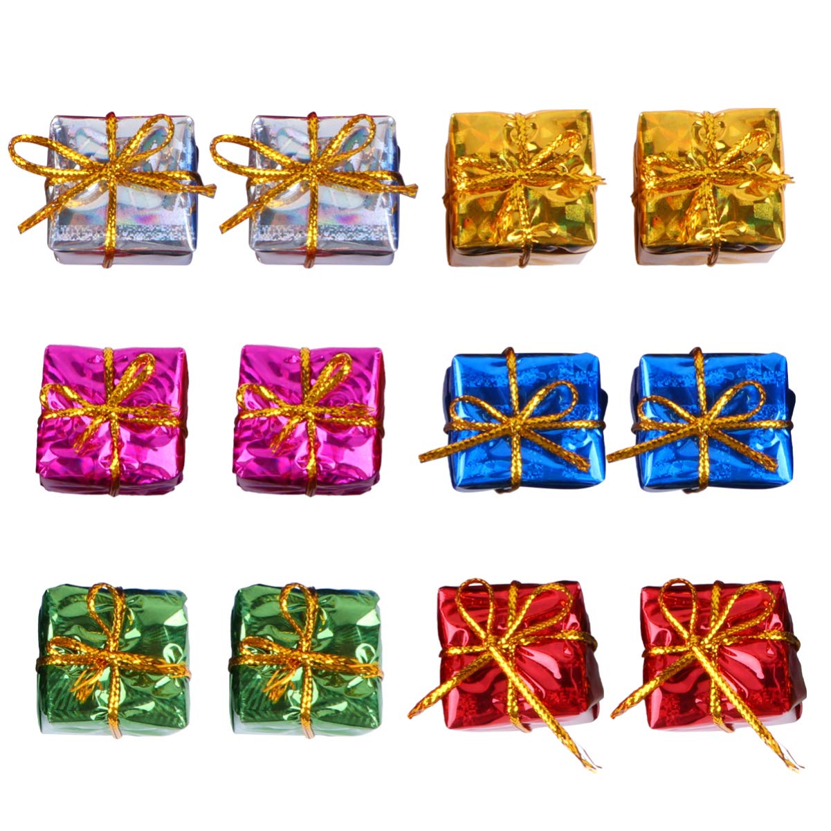 TOYANDONA 24 pcs Mini Christmas Ornaments Foam Gift Box Color Foil Boxes Handmade Gift Boxes for Xmas Christmas Tree Decor