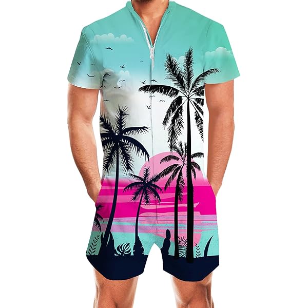 Flag Overalls For Men Men 3d Printed Short Sleeve Rompers One