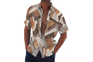 SHUSUEN Hawaiian Shirt for Men Watercolor Print Camp Collar Shirts Button Down Short Sleeve Tops Beach Casual Summer Blouse