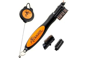 Frogger BrushPro Golf Club Cleaner with Ergonomic Grip and 2.5 ft. Retractable Cord - Sturdy Golf Club Brush and Groove Clean