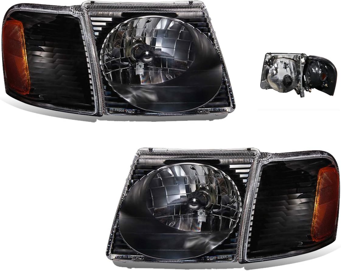 Amazon Com Sppc Sport Trac Crystal Headlights Assembly Set With Corner Black For Ford Explorer Pair Driver Left And Passenger Right Side Replacement Headlamp Automotive