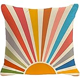 OGILRE Boho Sun Throw Pillow Cover 18x18 Inch, Colorful Sun Bedroom Decor Throw Pillow Cover for Dorm Bed Soft Home Couch,Decorative Lumbar Pillows for Bed Chairs