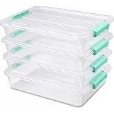 6 Qt Clear Storage Bins with Lids, Sensory Bins,Plastic Stackable Storage Containers with Secure Latches,Multi-Purpose Classroom Storage Organizer for Craft Supplies,Paper &amp; Office Stationery,4 Pack