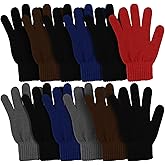 Winter Magic Gloves, 12 Pairs Stretchy Warm Knit Bulk Pack Mens Womens
