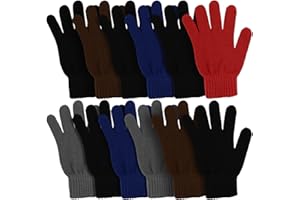 WINTERLACE Winter Magic Gloves, 12 Pairs Stretchy Warm Knit Bulk Pack Mens Womens