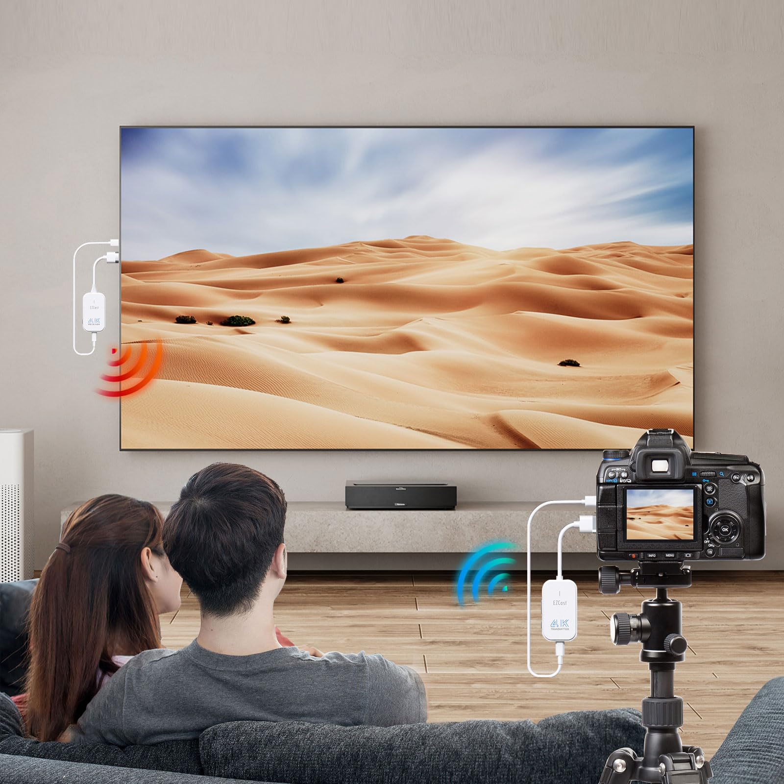 Wireless HDMI Transmitter and Receiver 4K, 1080P@120Hz Streaming Media Video/Audio Wireless HDMI Extender 5G from Laptop, PC, TV Box to Monitor, HDTV, 165FT/50M