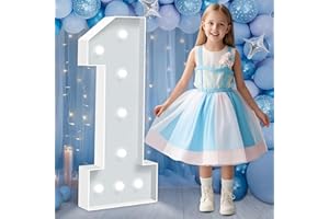 HITINO 3FT Marquee Numbers, Cool White Light Up Numbers, Large Cardboard Numbers for Balloons Birthday Decorations, Marquee Sign Pre-Cut Foam Board Kit