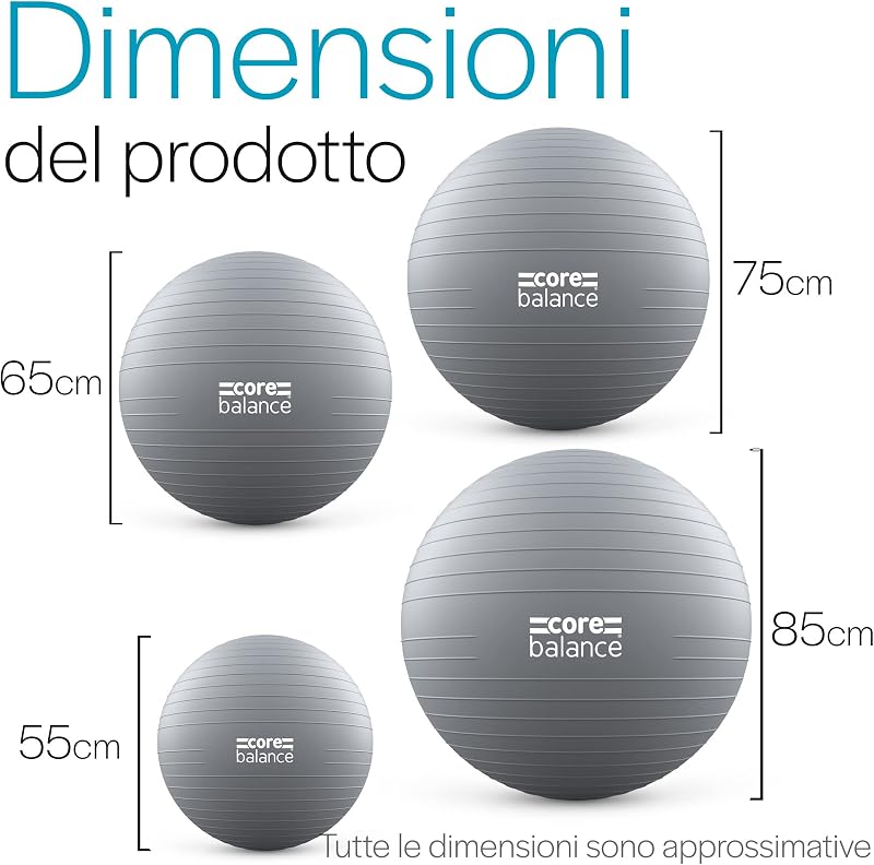 Palla da Ginnastica Anti-Scoppio, Grigio, 55 cm
