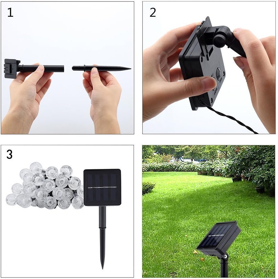 Solar String Lights Globe 38 Feet 66 Crystal Balls Waterproof LED Fairy Lights 8 Modes Outdoor Starry Lights Solar Powered String Light for Garden Yard Home Party Wedding Decoration(White) - - 