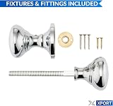 XFORT Polished Chrome Victorian Rim Knob with Screws Brass Rim Lock Knobs view 2