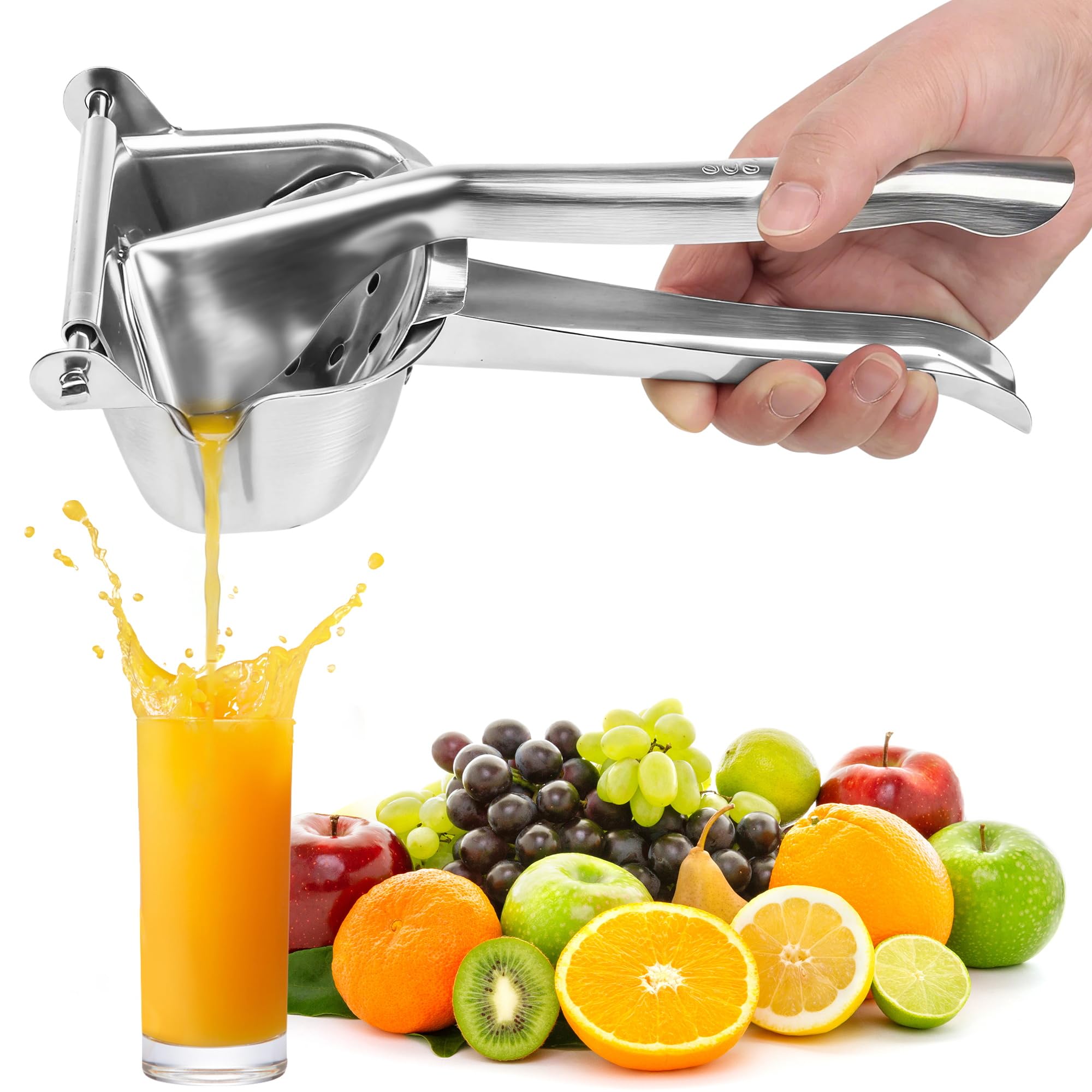 Photo 1 of 18-8 Stainless Steel Manual Juicer, 304 Food-Grade Lemon Squeezer, Deformation & Fruit Acid Resistant, Suitable for Lemons, Apples, Oranges, Pomegranates, Sugarcane, Etc.
