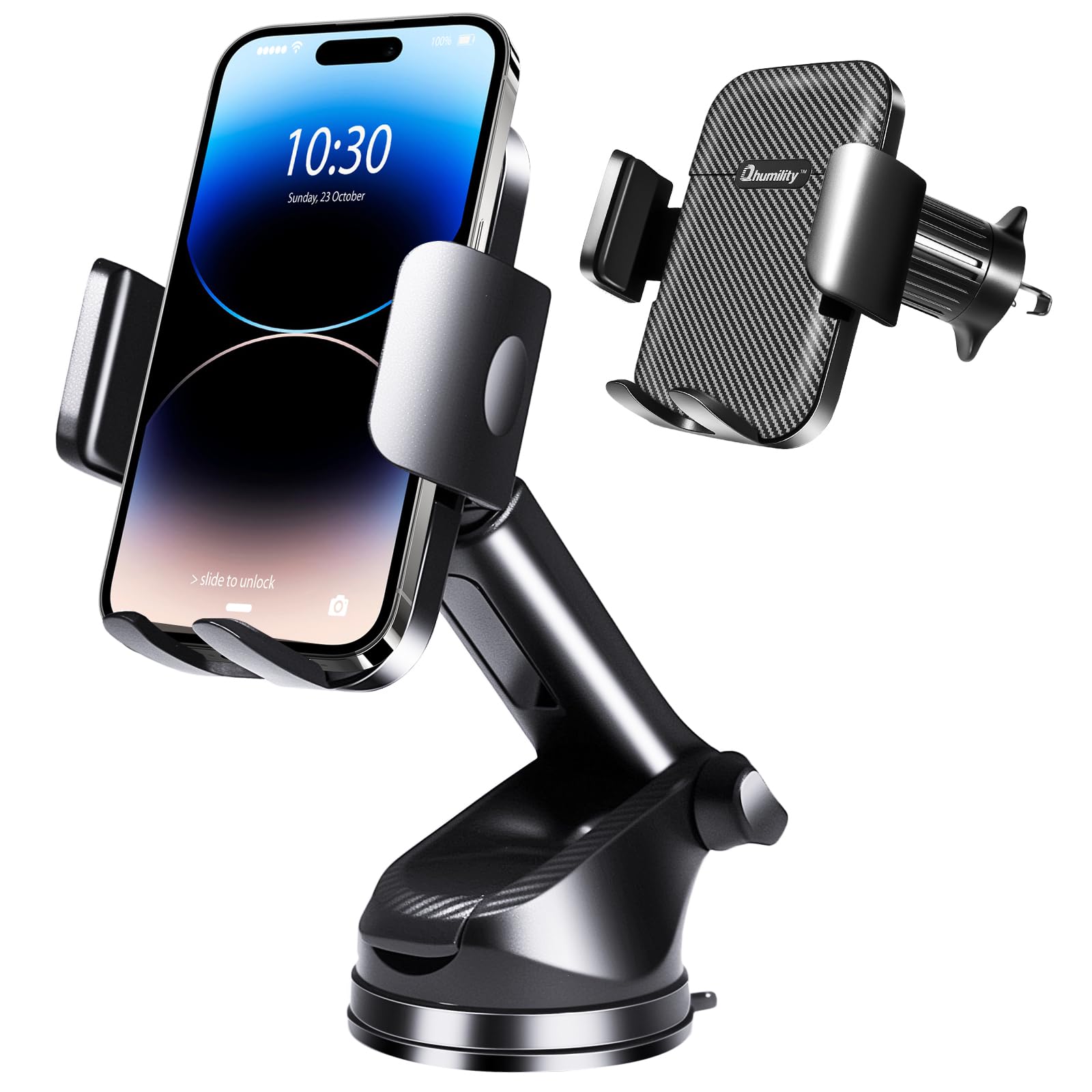 Photo 1 of 3-in-1 Car Phone Holder, 2025 Upgraded Phone Mount for Car Dashboard Air Vent Windshield, 360° Adjustable Car Phone Mount with Powerful Suction & Clip, Suitable for All iPhone Android Smartphones