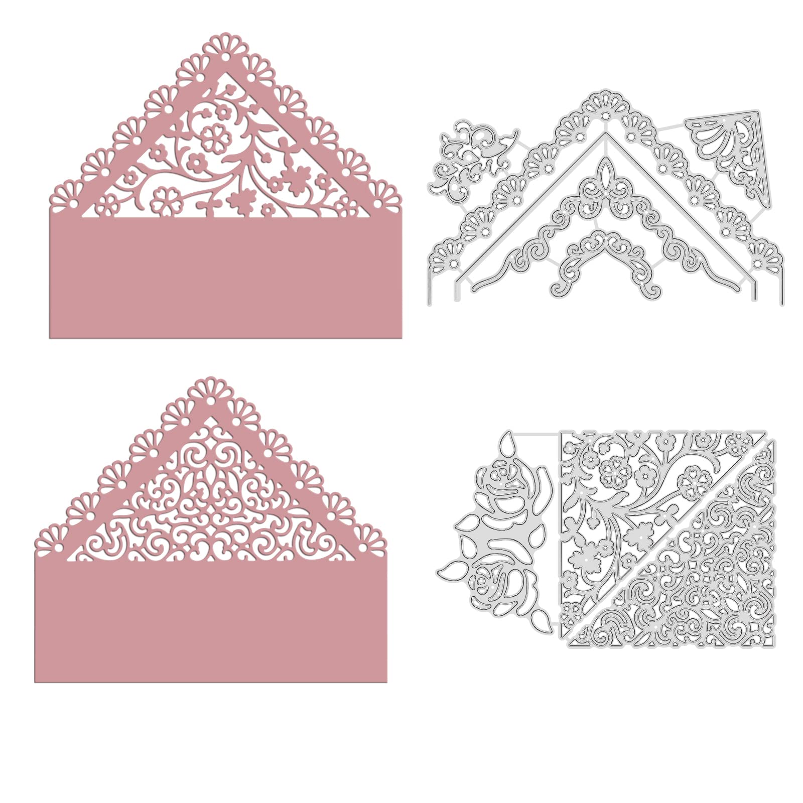 GLOBLELAND Metal Envelope Liner Corner Cutting Dies Rose Lace Cutting Dies Embossing Die Cuts Stencil for DIY Scrapbooking Album Decorative Card Making — image 1