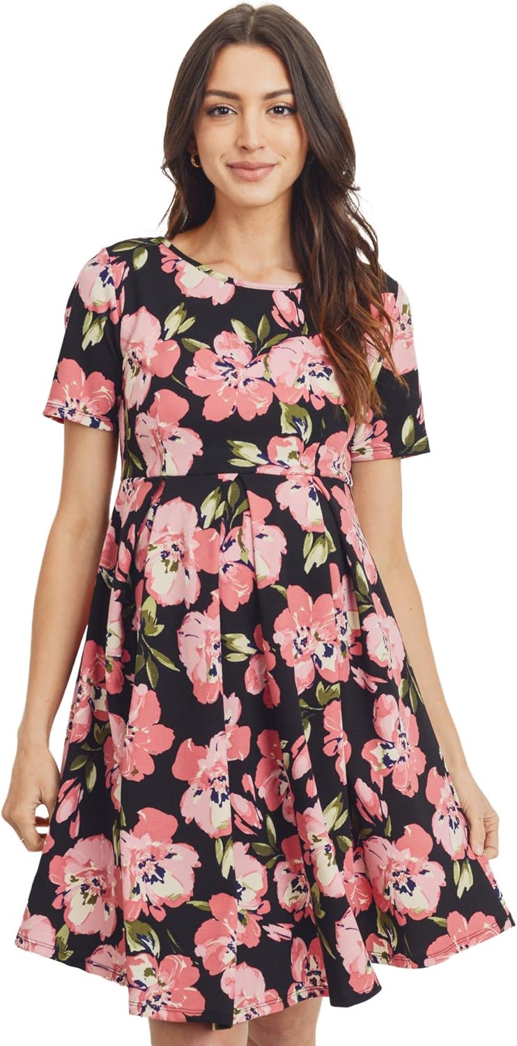 HELLO MIZ Women's Maternity Midi Dress with Front & Back Pleat at  Women’s Clothing store