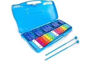 Foraineam Xylophone, 25 Notes Colorful Metal Keys Glockenspiel Xylophone, Percussion Musical Instrument with Carry Case and 2