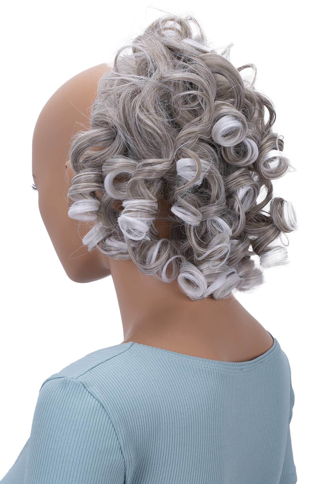 CAISHA Hairpiece Scrunchy Updo Bridal Hairstyles Voluminous Curly Messy Bun Dark Blonde Gray Mix G34L