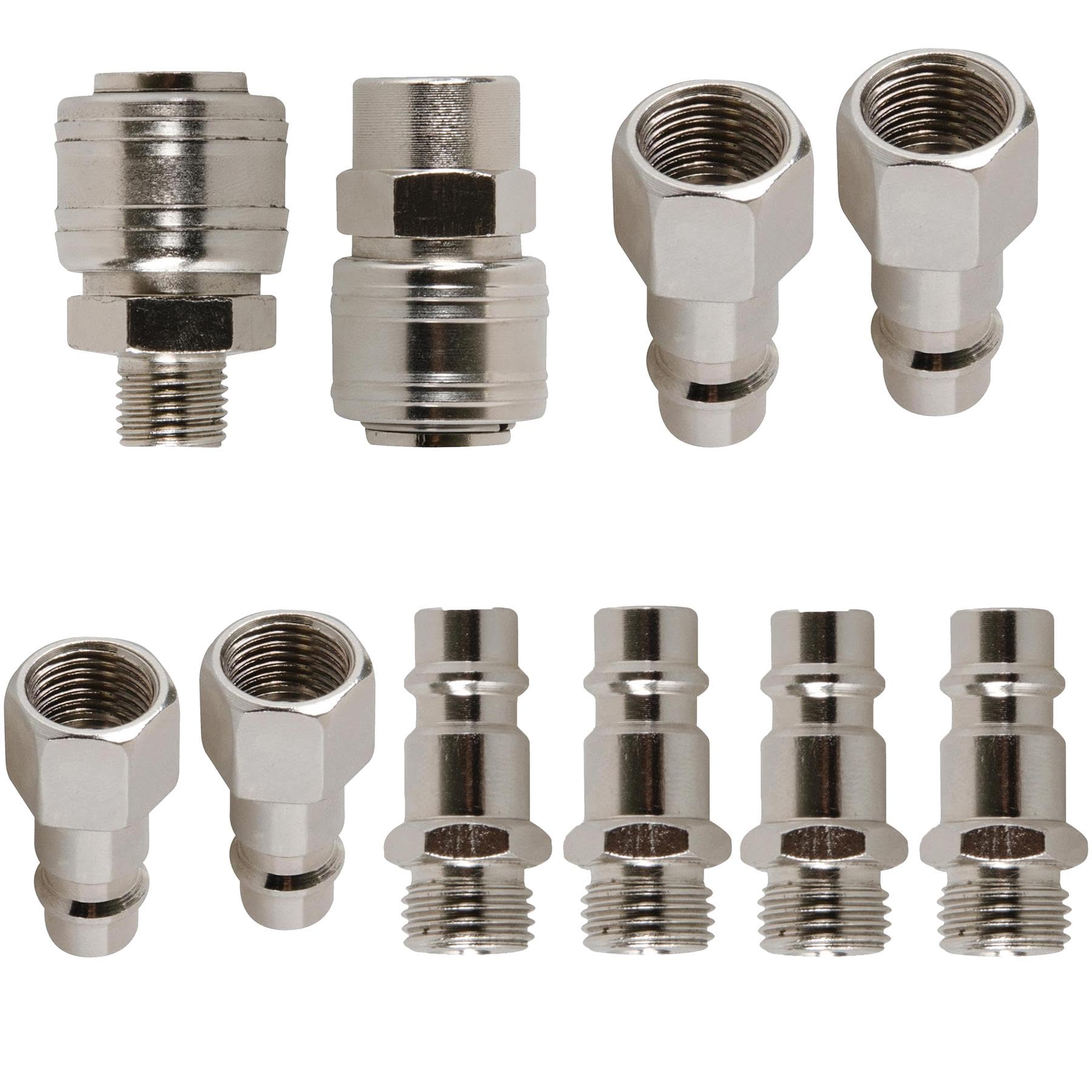 Dapetz ® Euro Air Line Fitting Hose Connector Male Female Quick Release Push Fit Male Female 1/4" BSP Thread 10PC Set