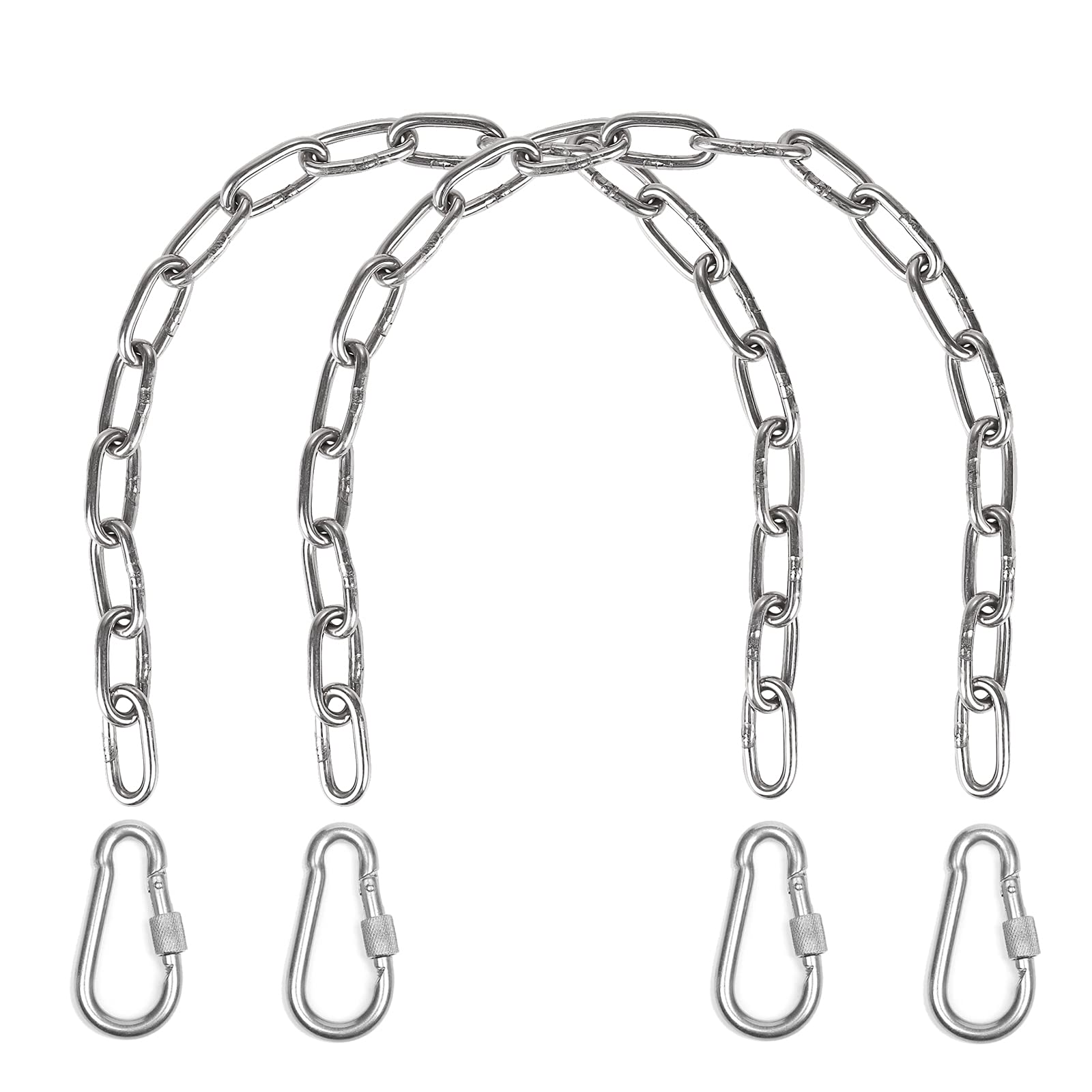 Heavy Duty Hammock Chain Punching Bags Swing Hanging For Hammock Chair, Swings, Punching Bags,2 Hanging Chair Chain 4 Carabiners