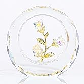 Clear Rose Flower Crystal Figurine with Vase - Bouquet Flowers Ornament Gifts for Wife Girlfriend Women - Handmade Crystal Flower Collectible Home Table Decor ​for Valentine's Day Wedding Anniversary