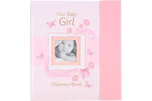 Christian Art Gifts Girl Baby Book of Memories Pink Keepsake Photo Album | Our Baby Girl Memory Book | Baby Book with Bible Verses, The First Year