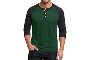 Henley Shirts for Men Jersey Baseball Color Block T-Shirts Raglan Long Sleeve Shirt Button Down Tops Casual Blouses