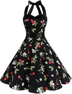 Dresstells® Halter 50s Rockabilly Polka Dots Audrey Dress Retro Cocktail Dress